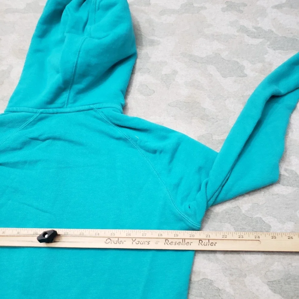 Nike Sweatshirt Womens Medium Green Full Zip Hooded Spell Out Fleece